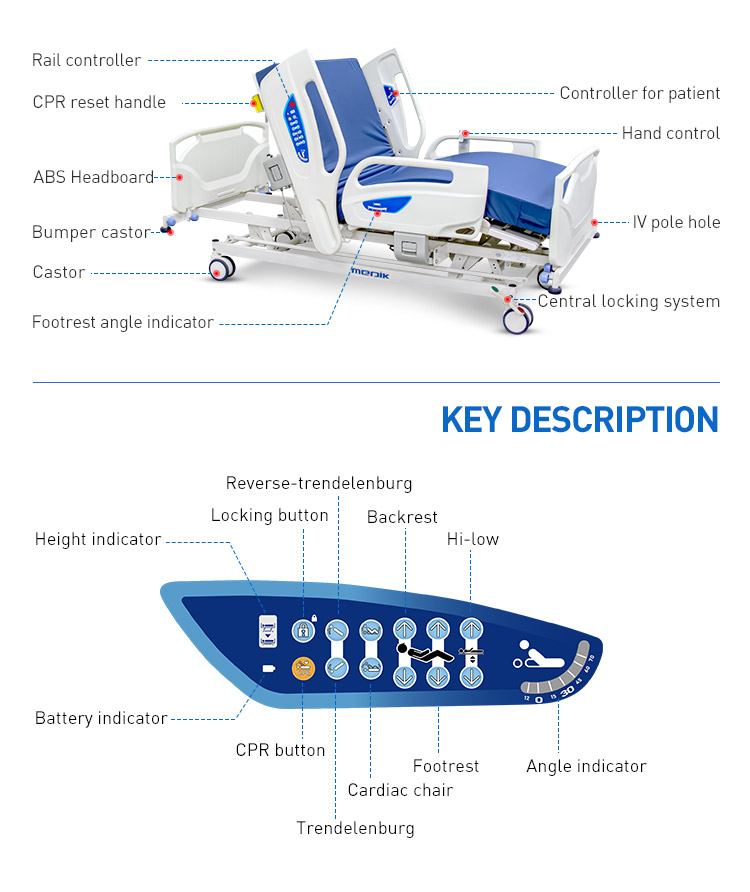YA-D5-11 Electric hospital bed 5 functions with CPR Function YA-D5-11 Electric hospital bed 5 functions with CPR Function
